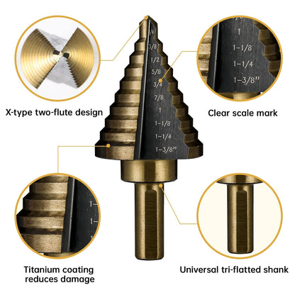 Heavy Duty Bit -Set Of 5 Step Drill Bit For Metal Sheet